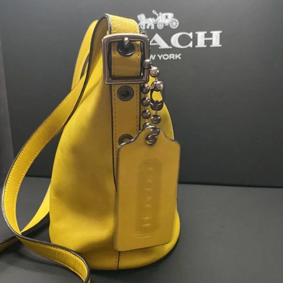 Coach Duffle 16 Bucket Original Legacy Vintage Purse Bag Crossbody Leather Yello - Picture 2 of 6